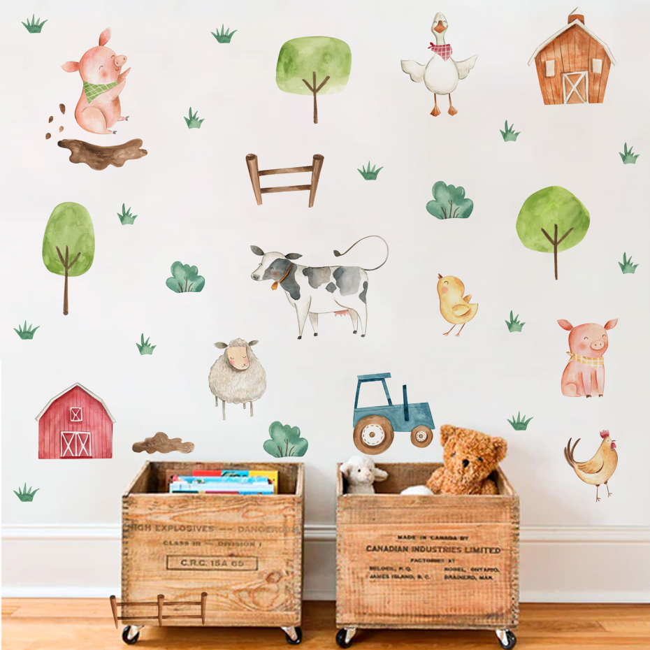 Baby Nursery Murals - Акварельные милые наклейки в стиле бохо