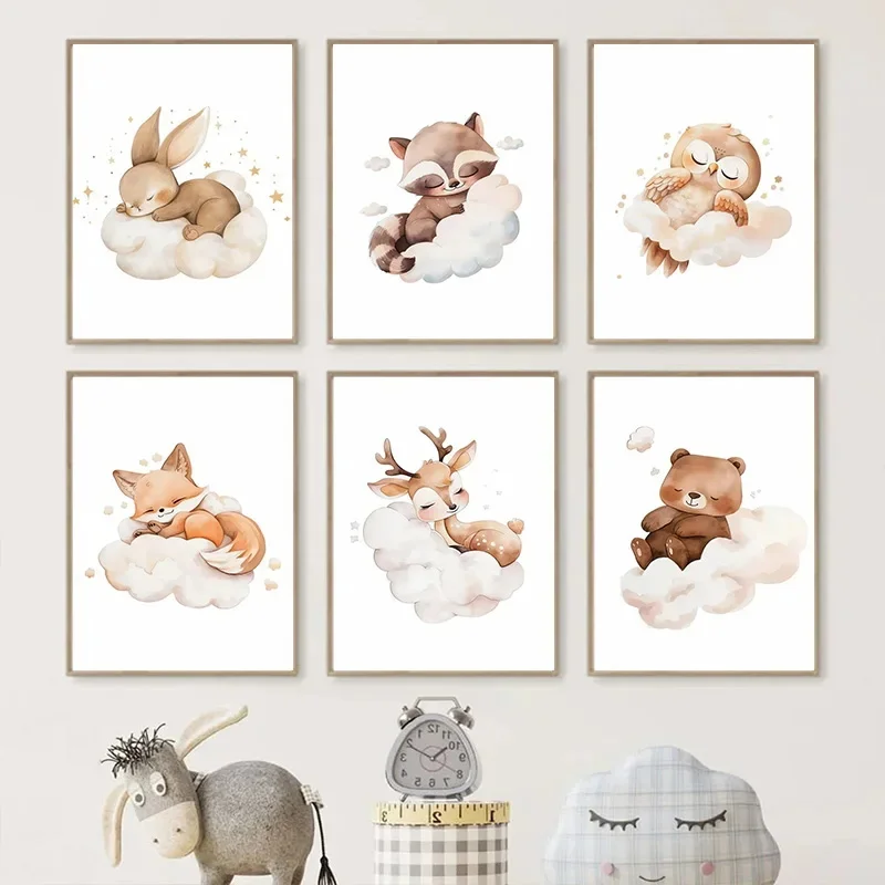 Baby Nursery Murals - Мультфильм Облако Животное Холст Картина Настенное