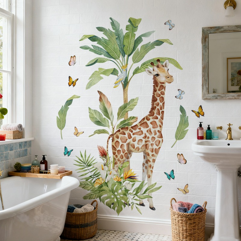 Baby Nursery Murals - Большое лесное животное, жираф, стикер на