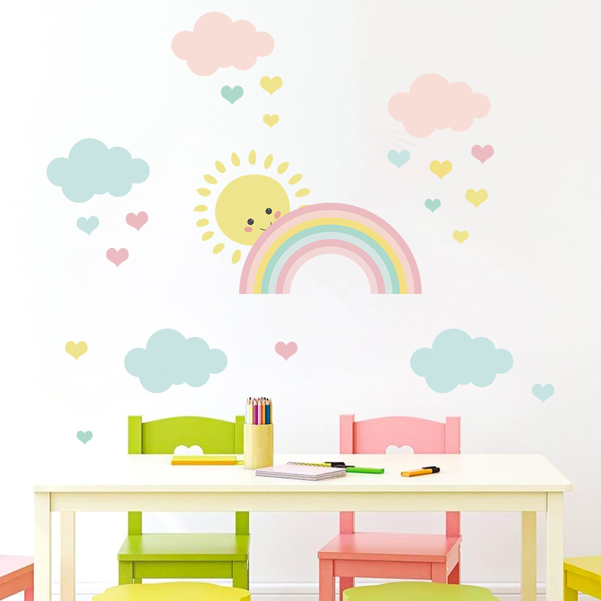 Baby Nursery Murals - Наклейки на стену с мультяшными солнцем,