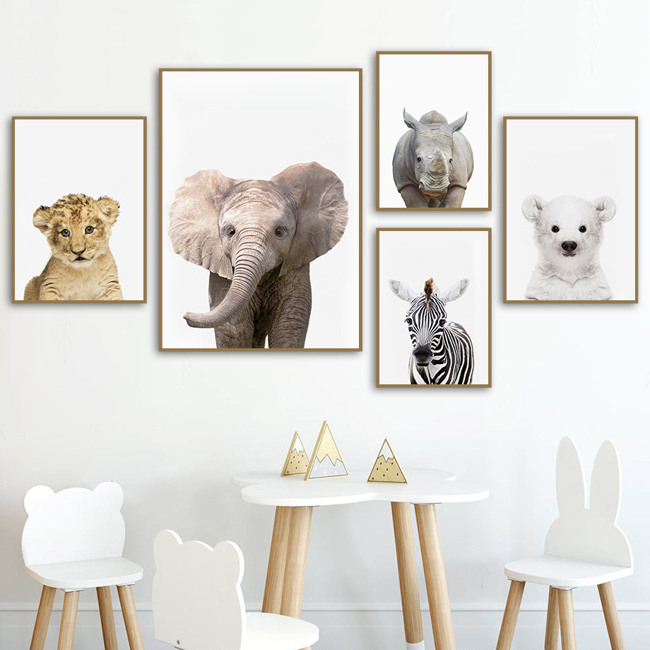 Baby Nursery Zoo Animals - Детские настенные постеры с животными сафари: