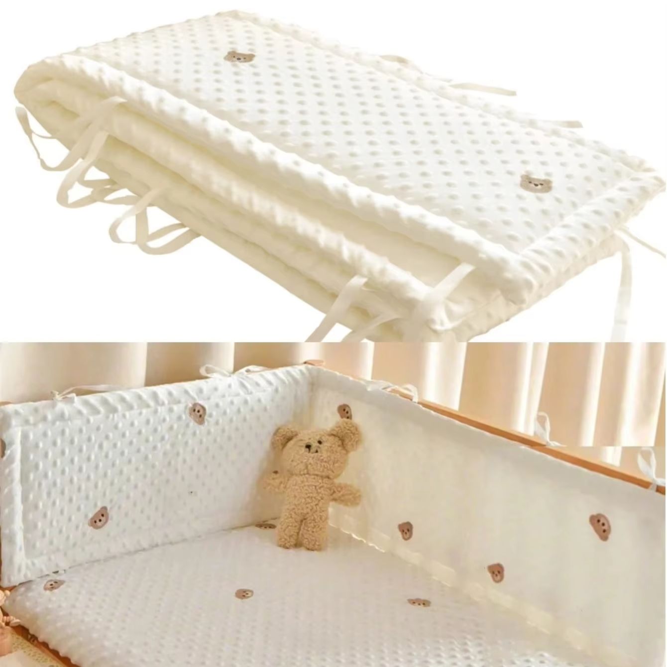Bed Rail Toddler - Однотонный хлопковый бампер-ограждение для детской кроватки,