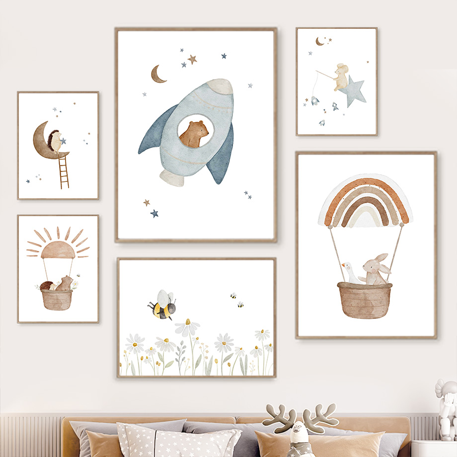 Baby Nursery Murals - Настенная роспись с мультяшными животными для