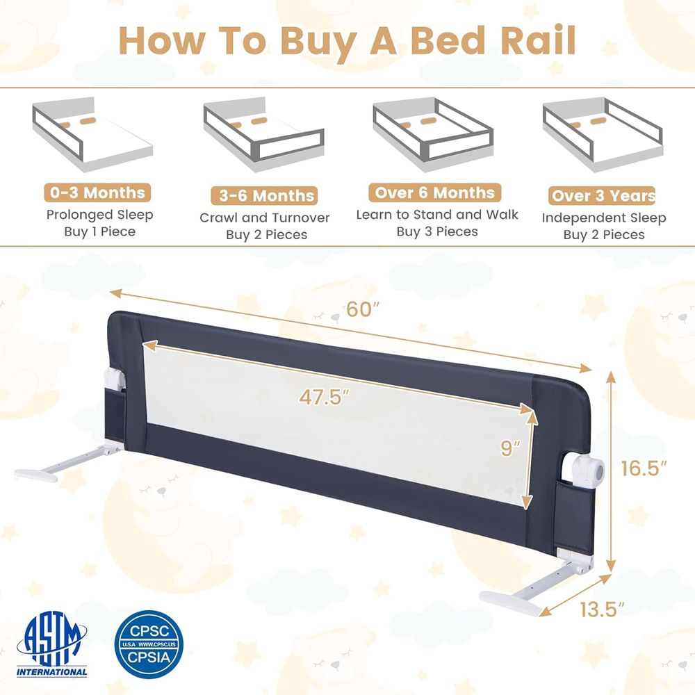 60-дюймовый сверхдлинный порта – обзор и цена Bed Rail Toddler